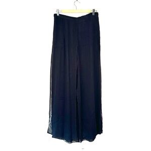 Cache | Black Flowy Layered Sheer Pants Size 12